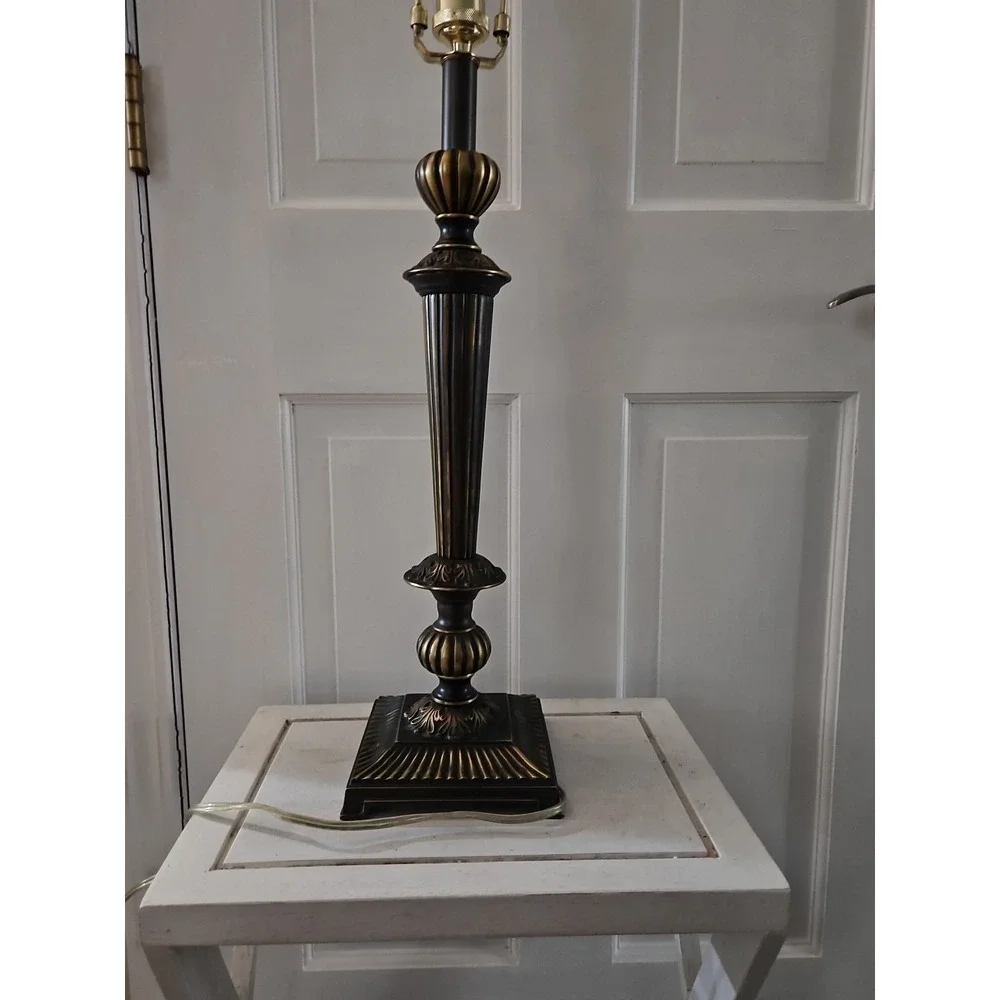 Vintage 1980's Bombay Lamp With Black And Brass Finish
